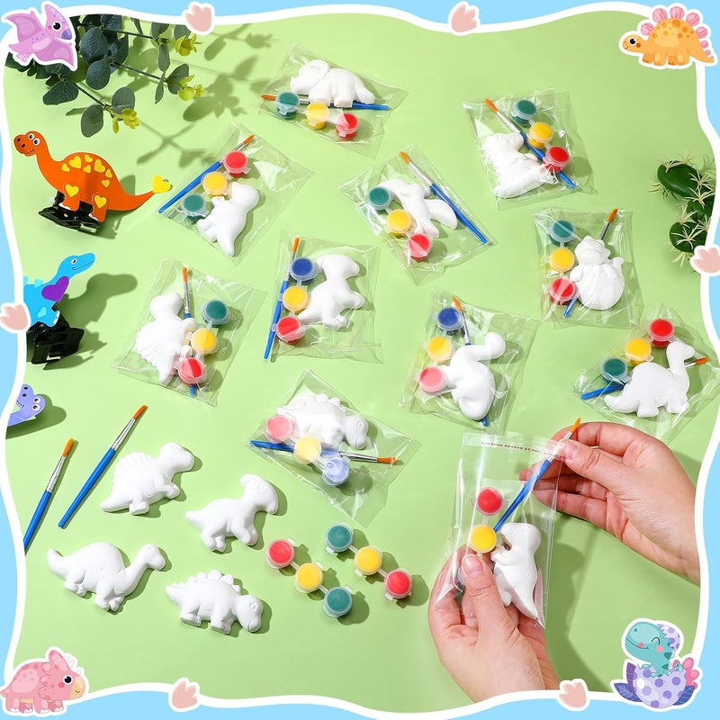 Simgoing 20 Set Dinosaur Ceramic Painting Kit DIY Ceramic to Paint Your Own Dinosaur Figurines Unpainted Plaster Arts and Craft for Adults Birthday Party Favors - Image 5